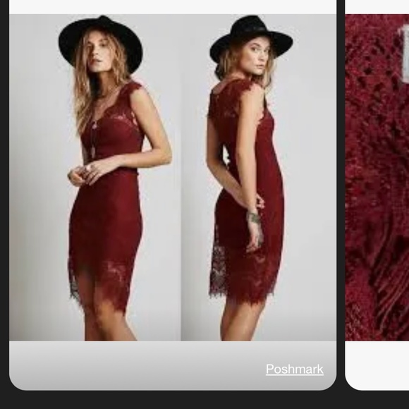 Free People Dresses & Skirts - Intimately Free People Peek-A-Boo Lace
Burgundy Slip Dress